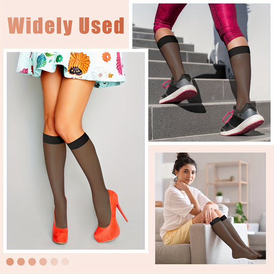 3 Pairs Sheer Compression Socks 20-30 mmHg Knee High Support Stockings for Women