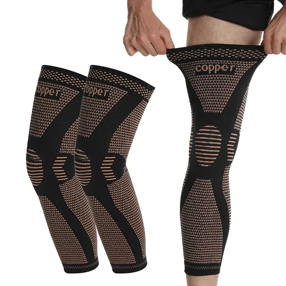 Full leg compression sleeve worn from thigh to calf