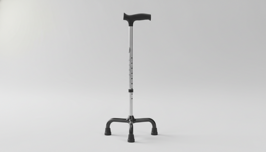 Illustration of a quad base cane showing four-point ground contact