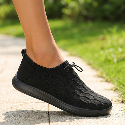Women’s Wide Fit Knit Slip On Sneakers Soft Stretch Walking Shoes