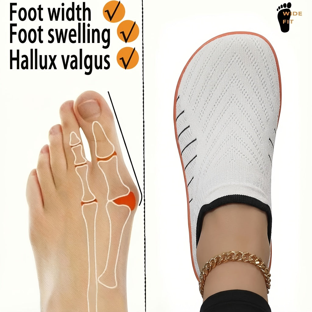 Women's Wide Fit Slip-Resistant Minimalist Sneakers - Breathable Slip-On Walking Shoes