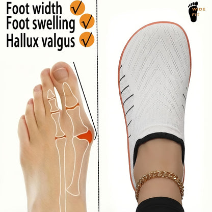 Women's Wide Fit Slip-Resistant Minimalist Sneakers - Breathable Slip-On Walking Shoes