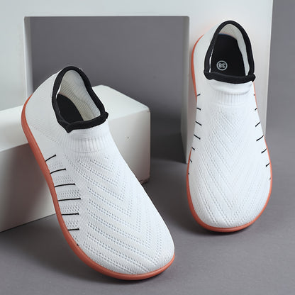 Women's Wide Fit Slip-Resistant Minimalist Sneakers - Breathable Slip-On Walking Shoes