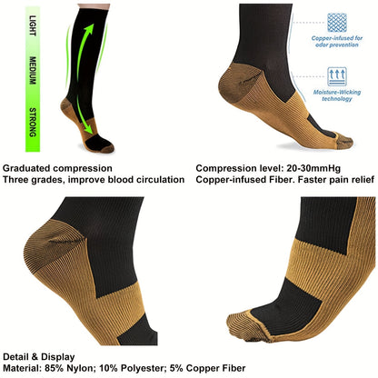 Copper Compression Socks 20-30 mmHg Knee High for Men and Women
