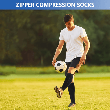 Zipper Knee High Compression Socks 15-20 mmHg Support