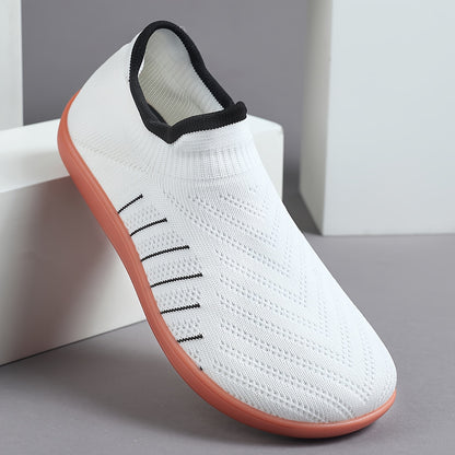 Women's Wide Fit Slip-Resistant Minimalist Sneakers - Breathable Slip-On Walking Shoes