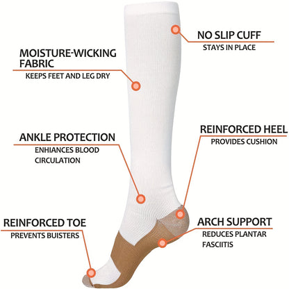 Copper Compression Socks 20-30 mmHg Knee High for Men and Women