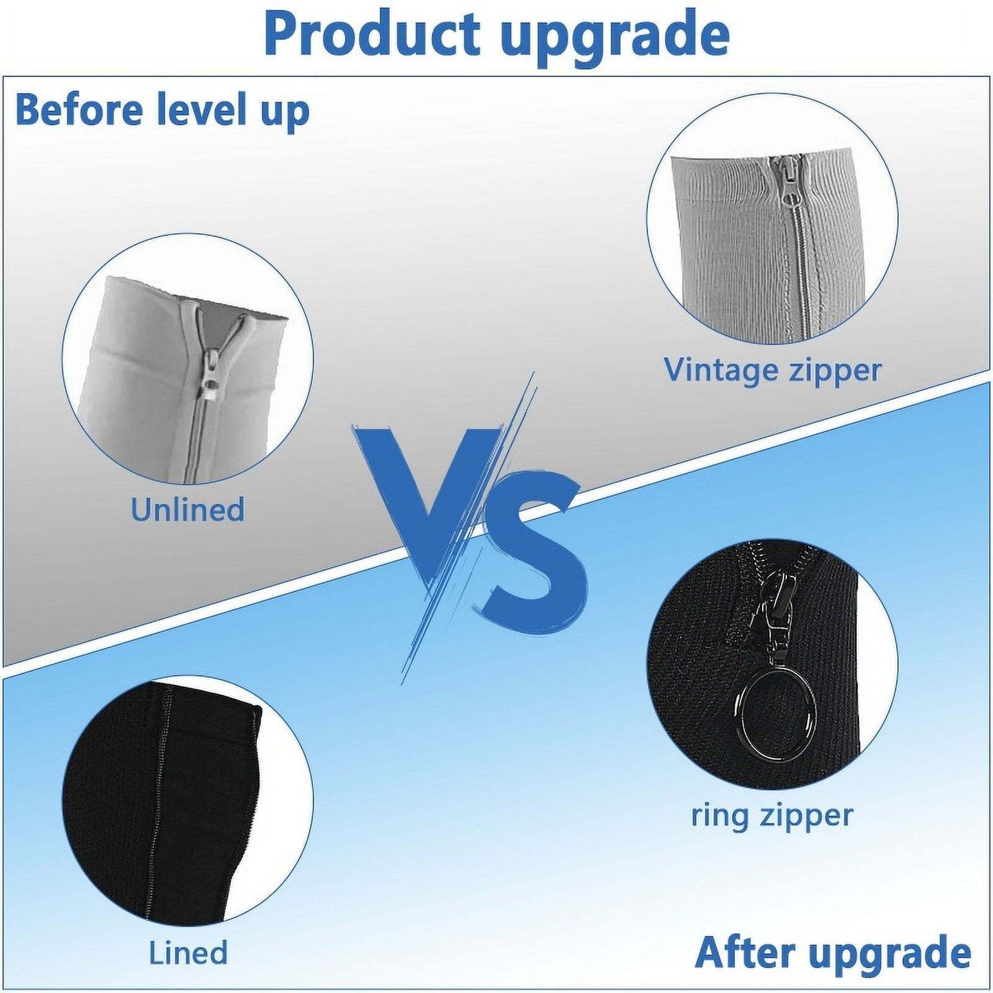 Zipper Knee High Compression Socks 15-20 mmHg Support