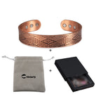Adjustable Copper Cuff Bracelet - Geometric Design with Magnets