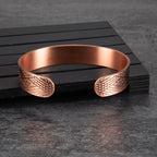 Adjustable Copper Cuff Bracelet - Geometric Design with Magnets