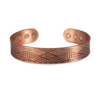 Adjustable Copper Cuff Bracelet - Geometric Design with Magnets