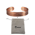 Adjustable Copper Cuff Bracelet - Geometric Design with Magnets