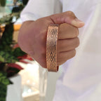 Adjustable Copper Cuff Bracelet - Geometric Design with Magnets