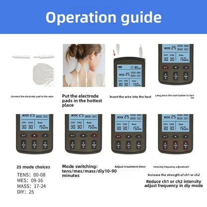FM-B2503 Dual Channel TENS Massager 25 Modes Adjustable Pulse