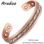 Adjustable Copper Cuff Bracelet - Handwoven Design with Magnets