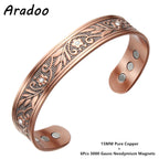 Adjustable Copper Cuff Bracelet - Handwoven Design with Magnets