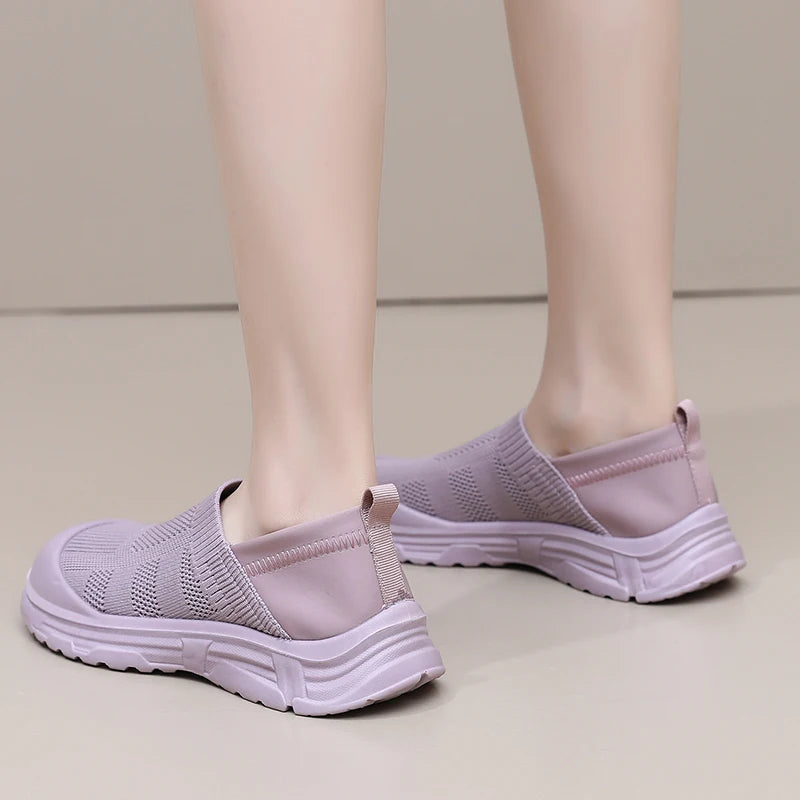 Women Slip On Mesh Shoes Breathable Anti Slip Summer Flats