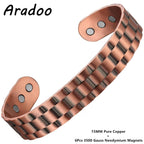 Adjustable Copper Cuff Bracelet - Handwoven Design with Magnets