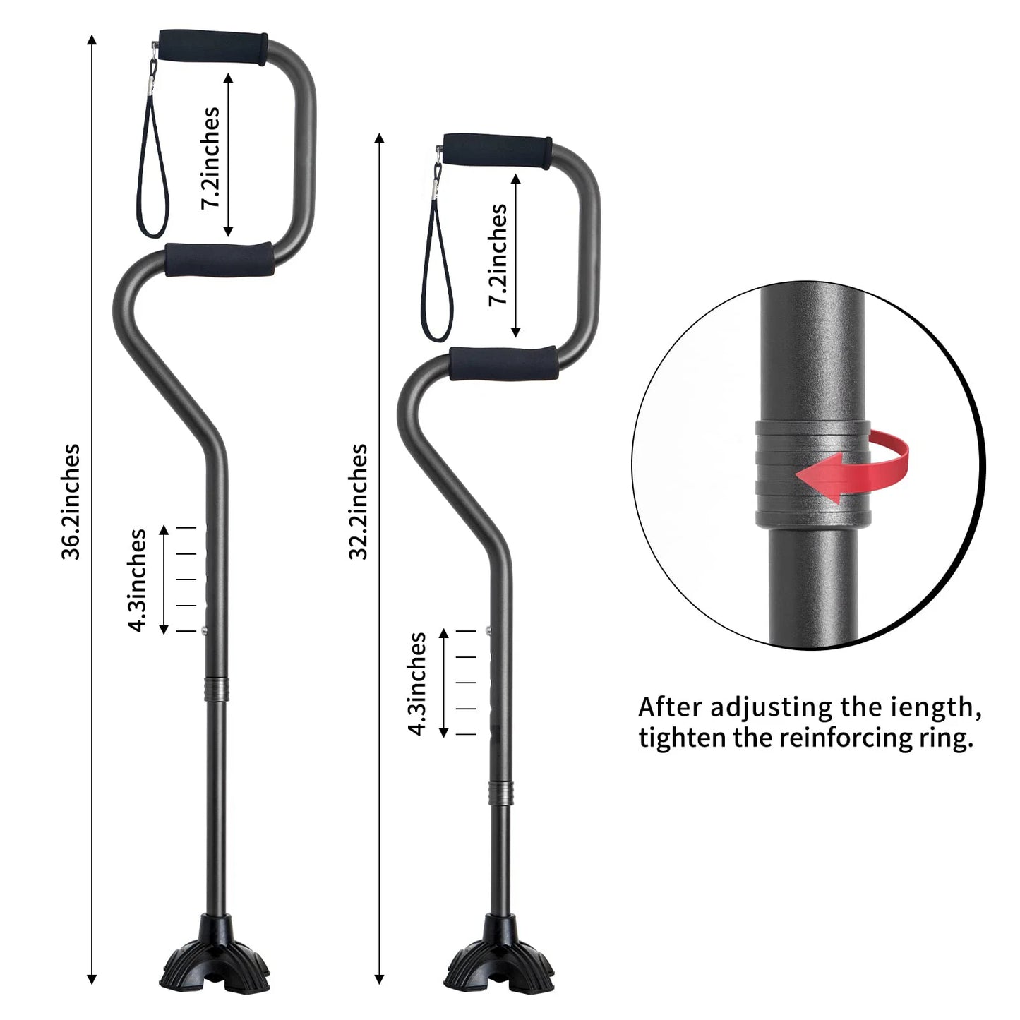 Adjustable Quad Walking Cane