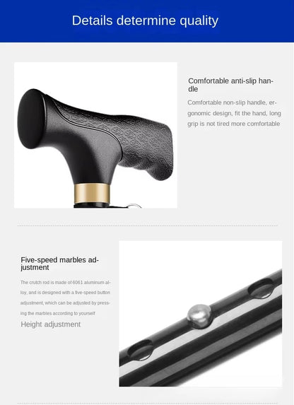 Foldable Adjustable Walking Cane Aluminum Alloy Rubber Handle 130kg