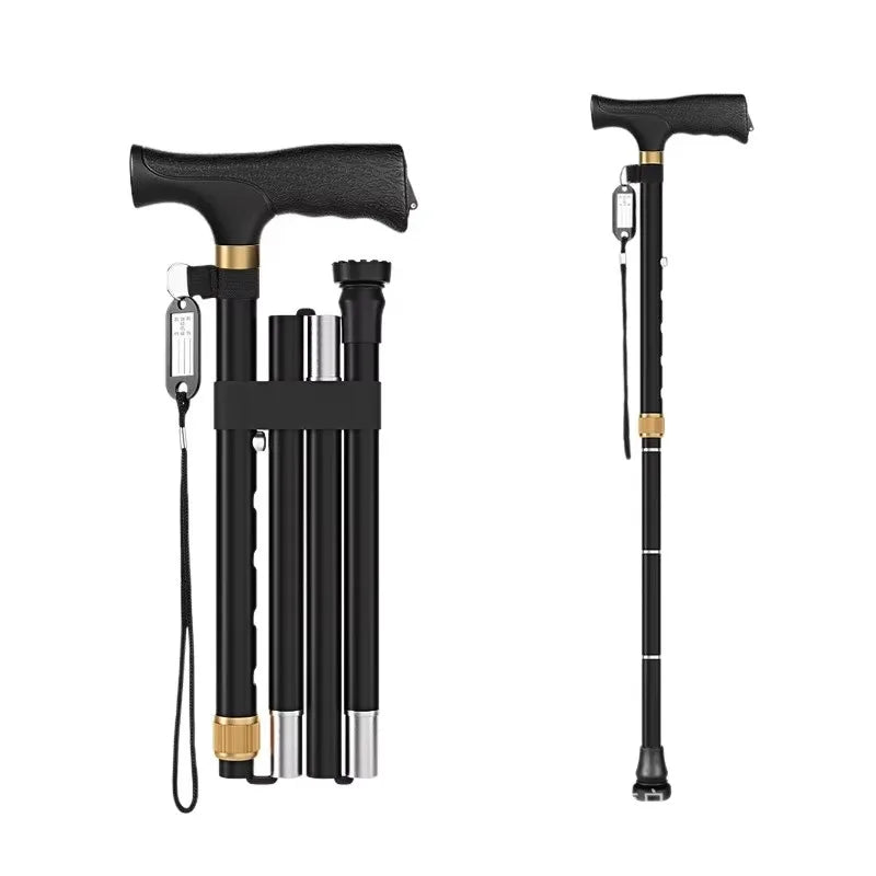 Foldable Adjustable Walking Cane Aluminum Alloy Rubber Handle 130kg