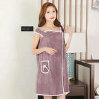 Women Wearable Bath Towel Robe Fast Dry Spa Beach Gym Wrap