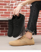 Wide Toe Lace-Up Casual Loafers for Men