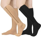Zipper Knee High Compression Socks – Easy On-Off Design, Graduated Support