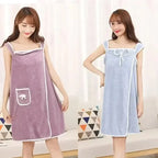 Women Wearable Bath Towel Robe Fast Dry Spa Beach Gym Wrap
