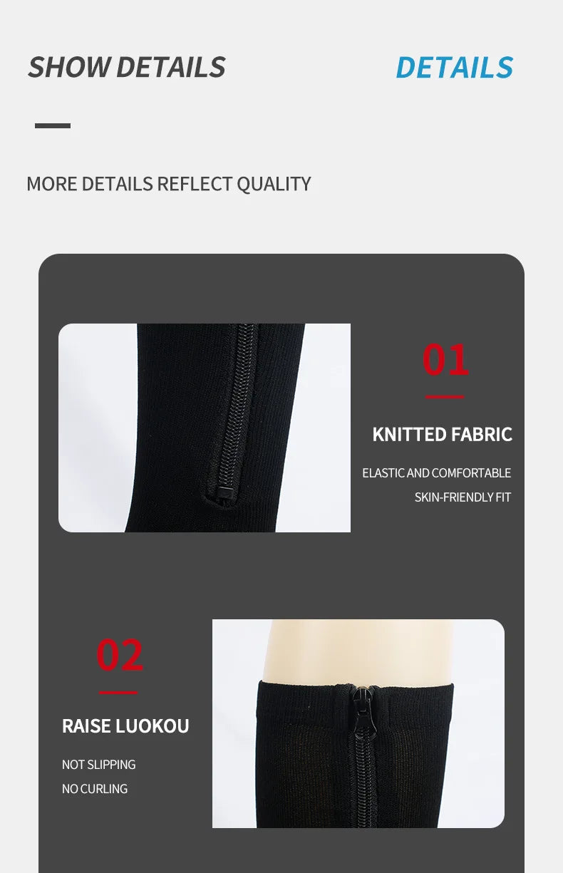 Zipper Compression Socks Edema Relief