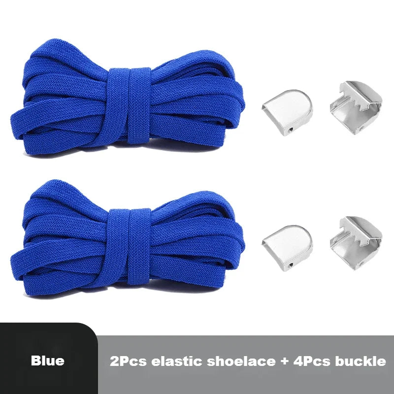 No Tie Flat Elastic Shoelaces Metal Buckles