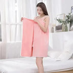Women Wearable Bath Towel Robe Fast Dry Spa Beach Gym Wrap