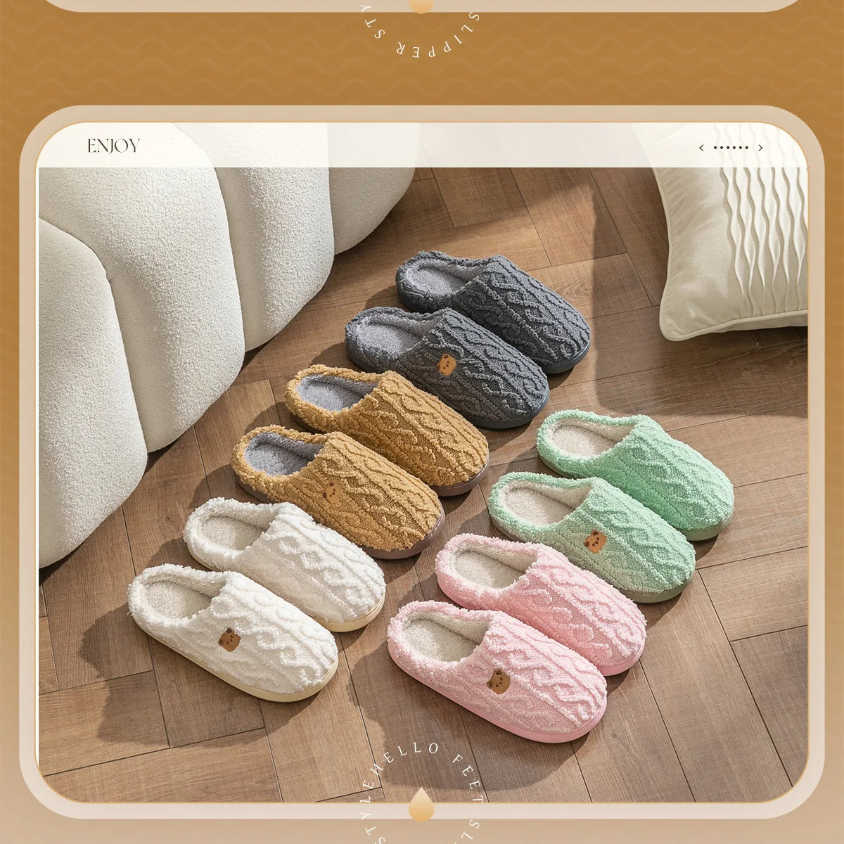 Women Winter Fur Slippers