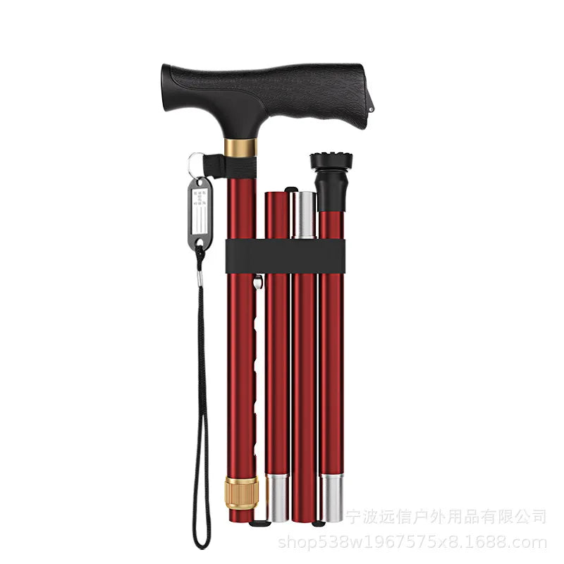 Foldable Adjustable Walking Cane Aluminum Alloy Rubber Handle 130kg