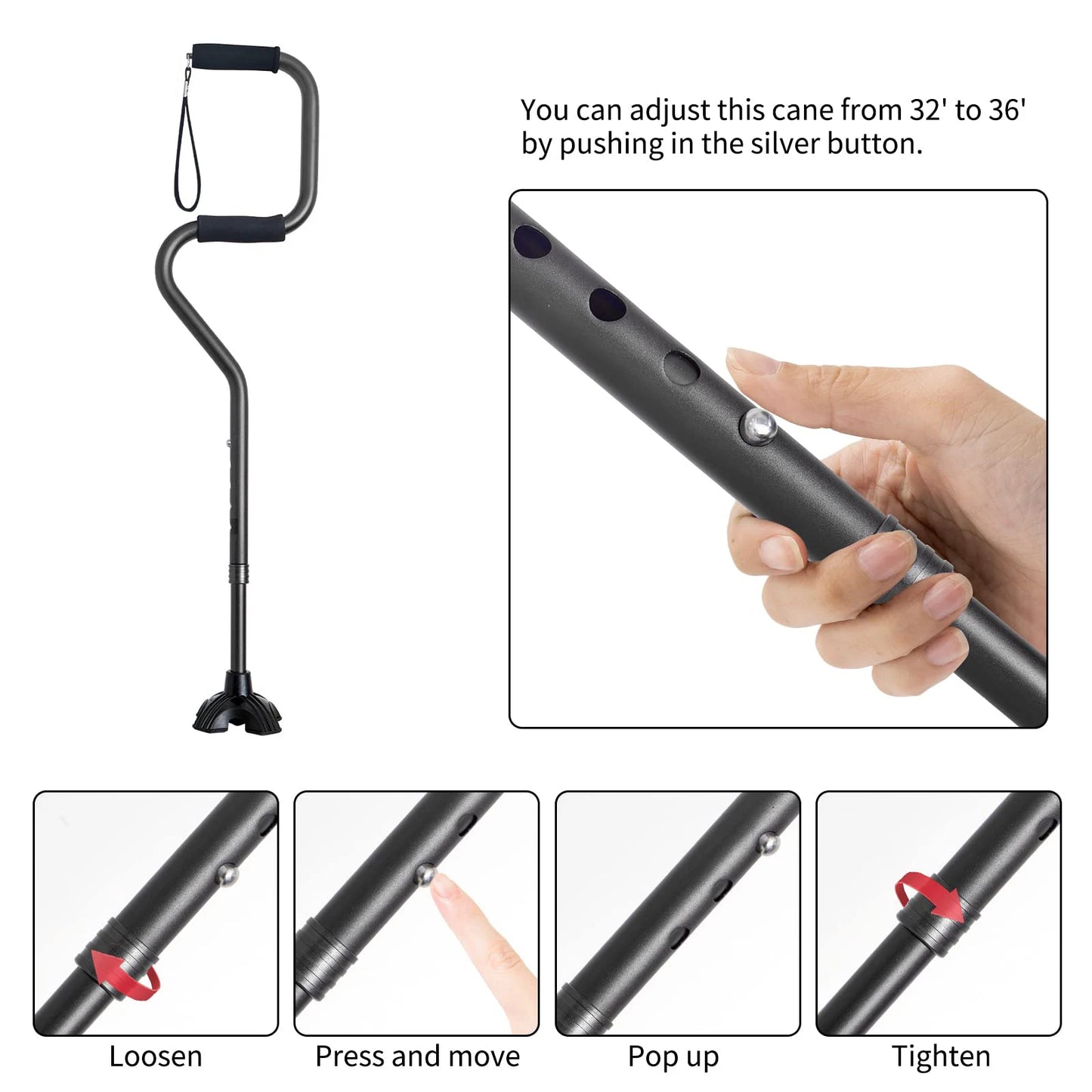 Adjustable Quad Walking Cane