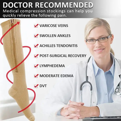 Zipper Compression Socks Edema Relief
