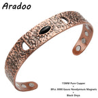Adjustable Copper Cuff Bracelet - Handwoven Design with Magnets