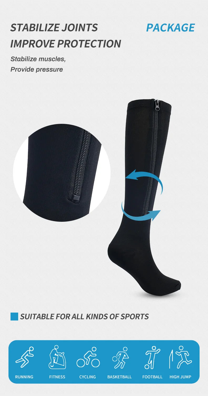 Zipper Compression Socks Edema Relief