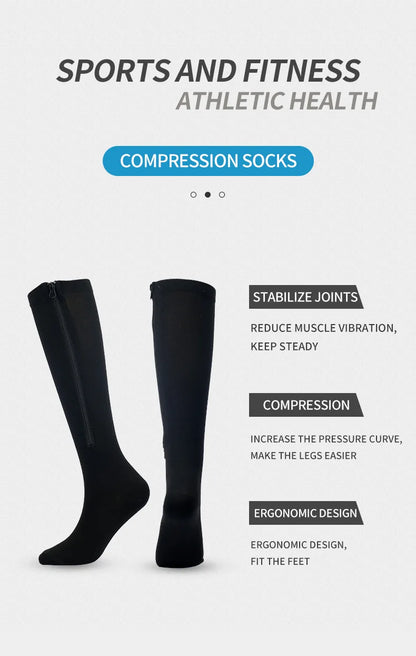 Zipper Compression Socks Edema Relief