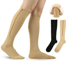 Zipper Knee High Compression Socks – Easy On-Off Design, Graduated Support