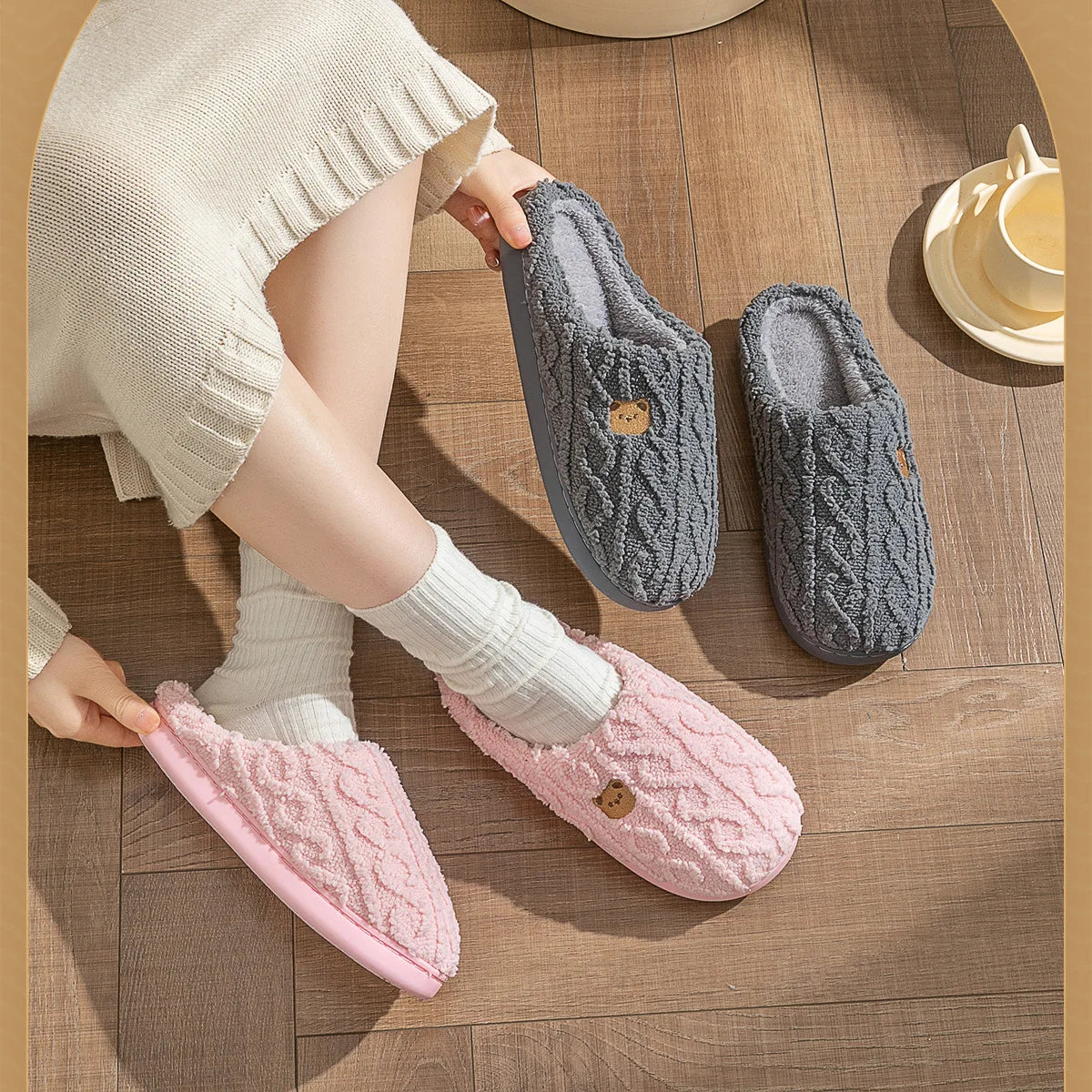Women Winter Fur Slippers