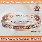 Adjustable Copper Cuff Bracelet - Handwoven Design with Magnets