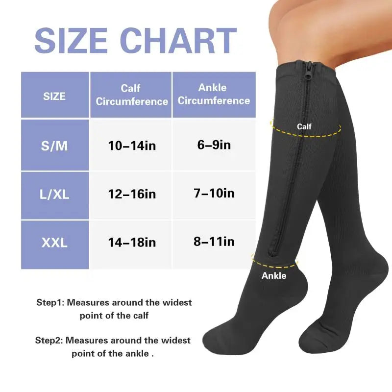 Zipper Compression Socks Edema Relief