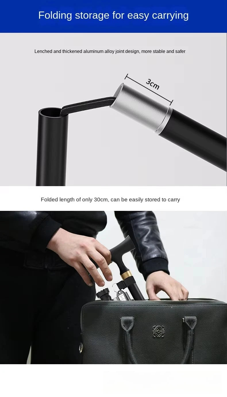 Foldable Adjustable Walking Cane Aluminum Alloy Rubber Handle 130kg