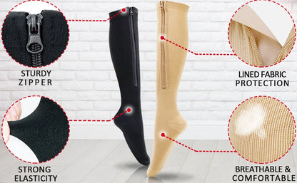 Zipper Compression Socks Edema Relief