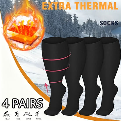 Widened Calf Compression Socks 4 Pack Unisex Knee High Support