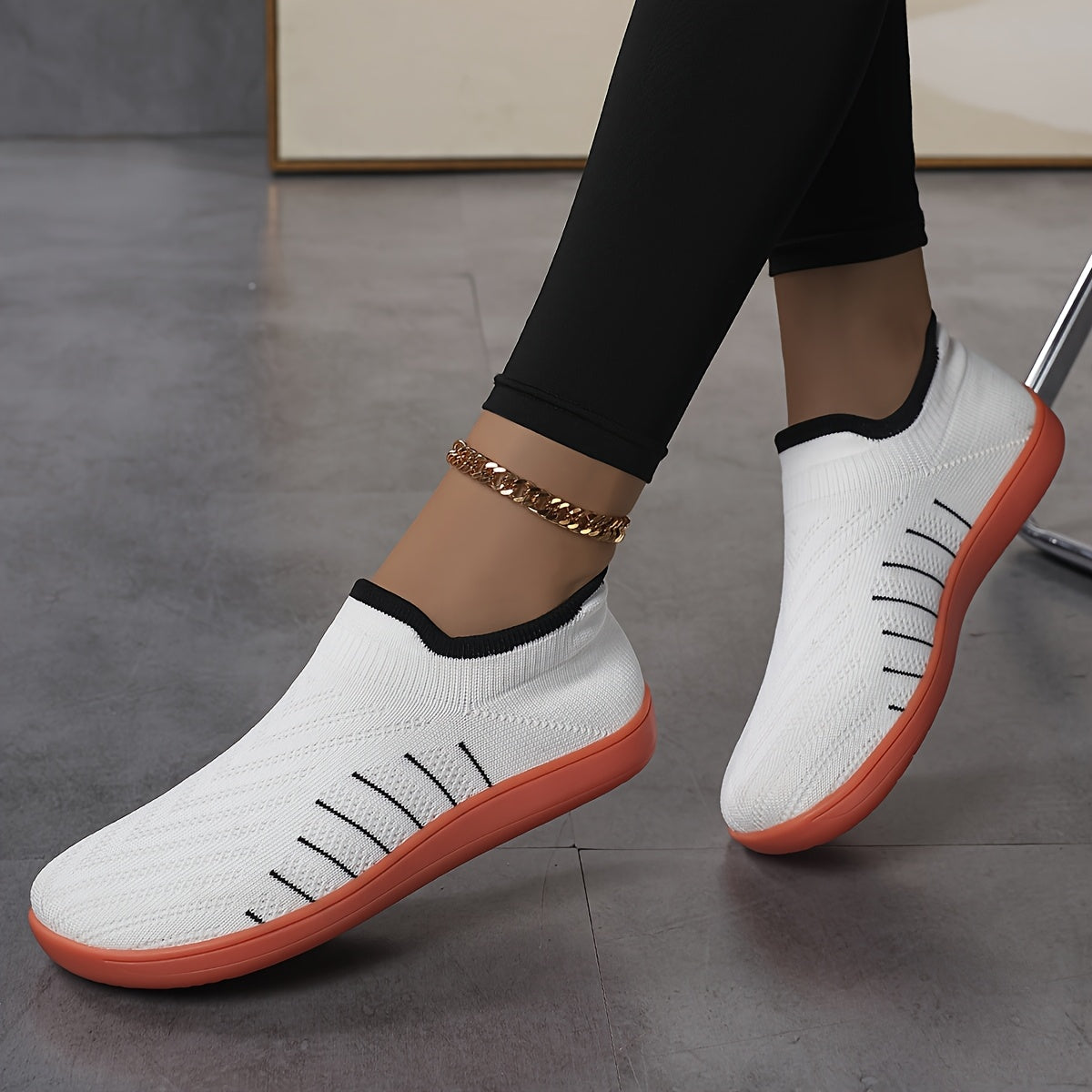 Women's Wide Fit Slip-Resistant Minimalist Sneakers - Breathable Slip-On Walking Shoes