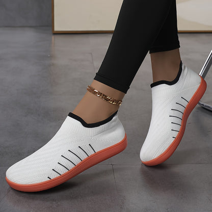 Women's Wide Fit Slip-Resistant Minimalist Sneakers - Breathable Slip-On Walking Shoes