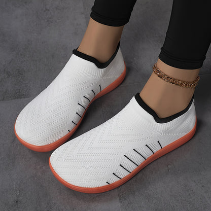 Women's Wide Fit Slip-Resistant Minimalist Sneakers - Breathable Slip-On Walking Shoes