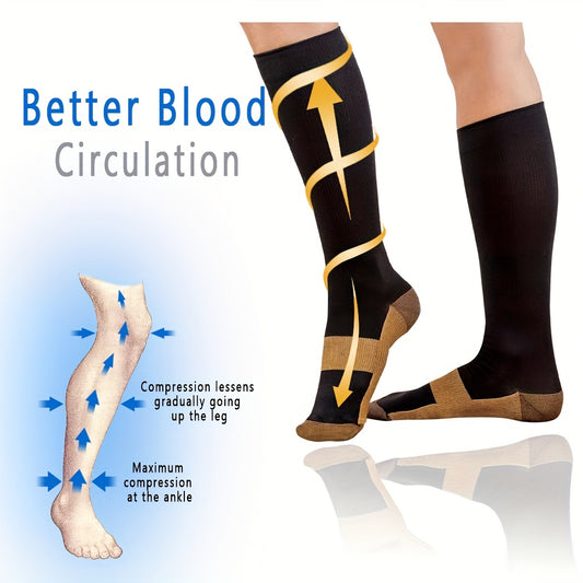 Copper Compression Socks 20-30 mmHg Knee High for Men and Women